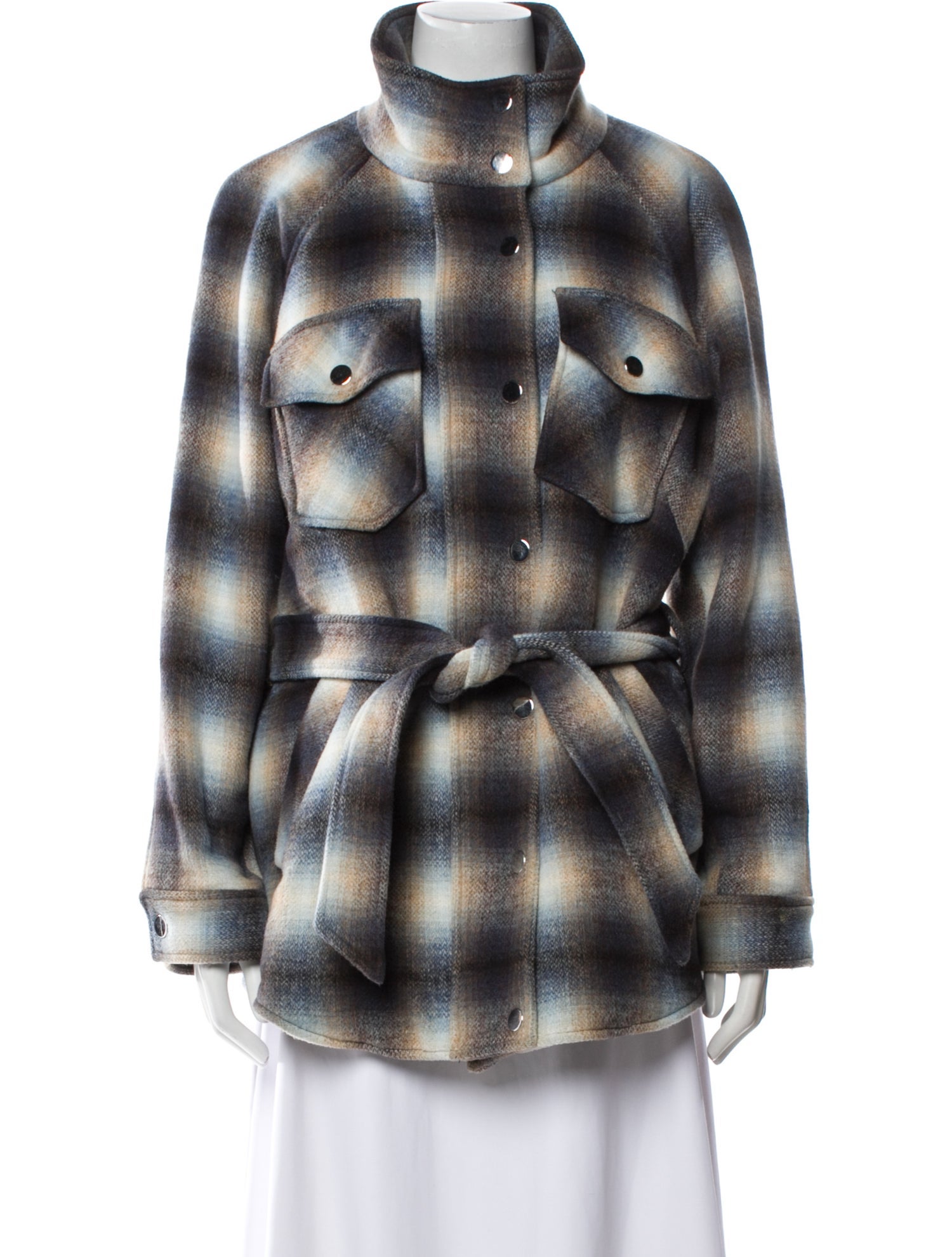 Veronica Beard Wool Plaid Print Coat